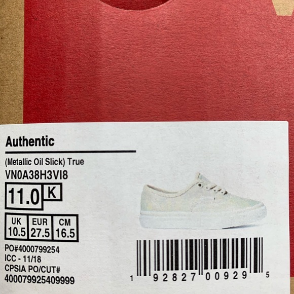 RARE Vans Authentic Metallic Oil Slick True 11.0 K - Picture 4 of 4